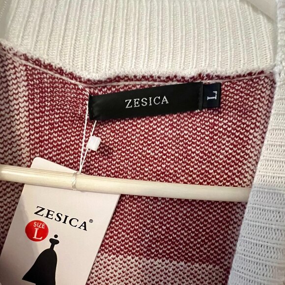 NWT Women's Fall Fashion Long Sleeve Striped Ribbed Knit Sweater Size Large - Picture 2 of 2